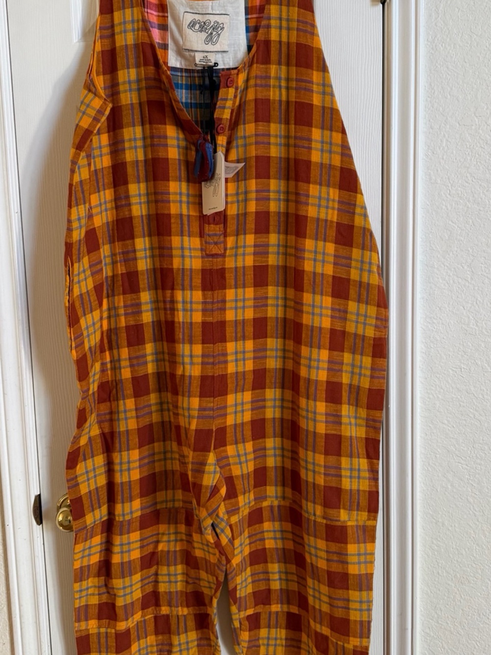 2XL NWT Ace & Jig Plaid Sleeveless Jumpsuit in Mustard & Rust